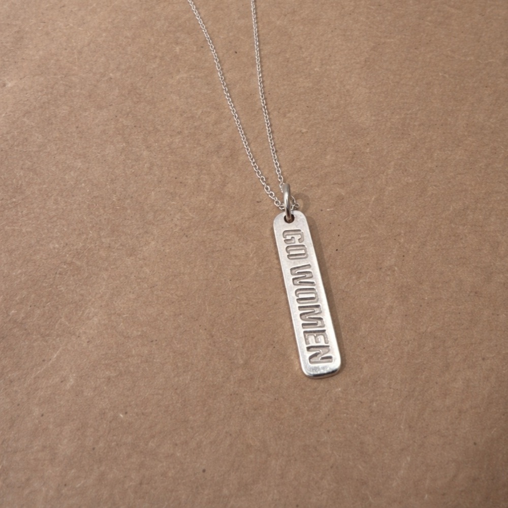Tiffany & Co Silver 'Go Women' Vertical Bar Necklace - Women's Jewelry Authentic